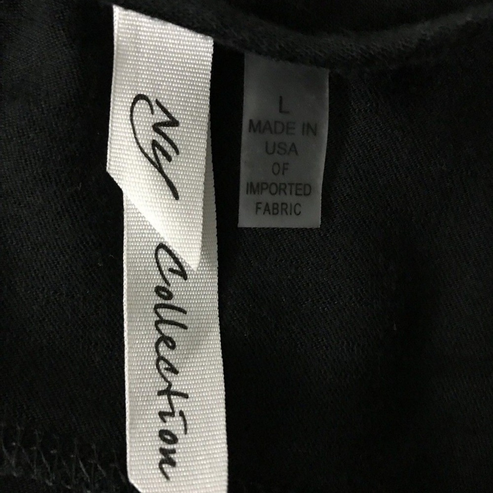 NY Collection Womens Cold Shoulders Black Blouse L - Picture 5 of 6